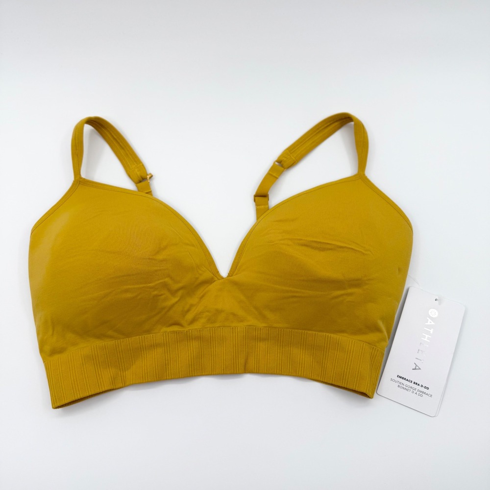 Athleta Mustard Yellow Seamless Padded Sports Bra NEW